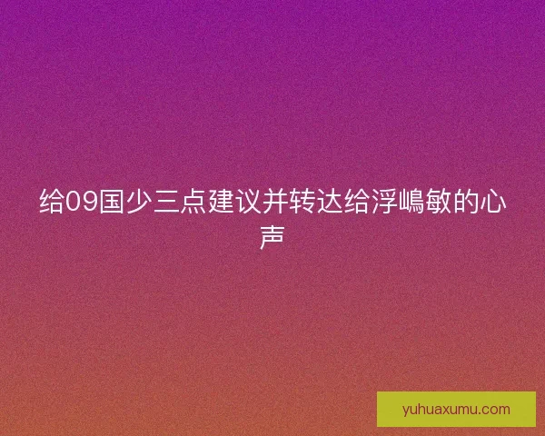 给09国少三点建议并转达给浮嶋敏的心声