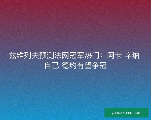 兹维列夫预测法网冠军热门：阿卡 辛纳 自己 德约有望争冠